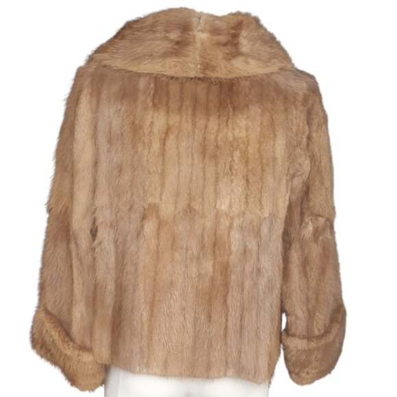 1965 Muskrat Jacket SZ S Mitchell Fur Co., Women's Beige Jacket Coat - Picture 2 of 16